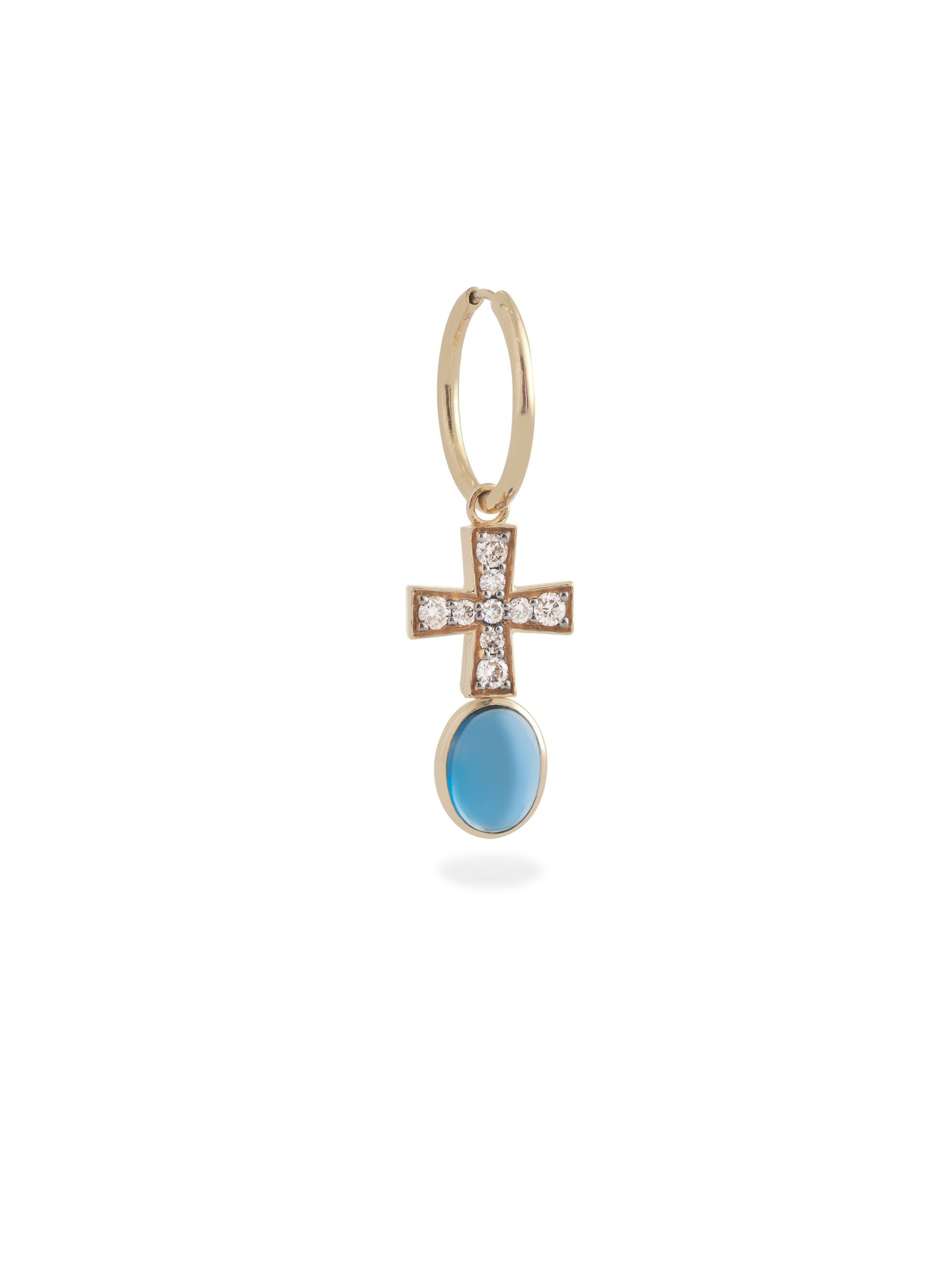 GOLD DIAMOND CROSS TOPAZ EARRING