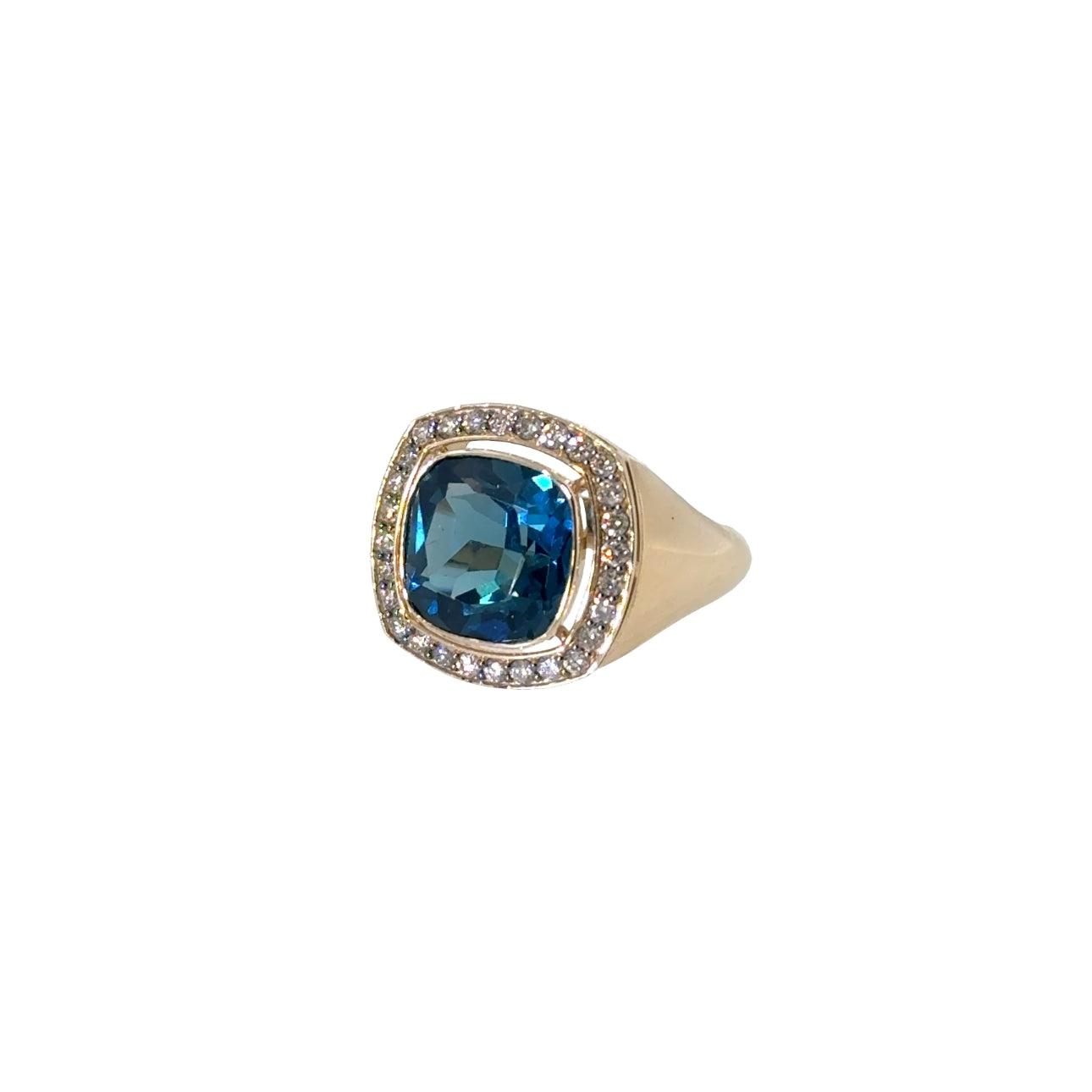 GOLD LONDON TOPAZ AND DIAMOND RING