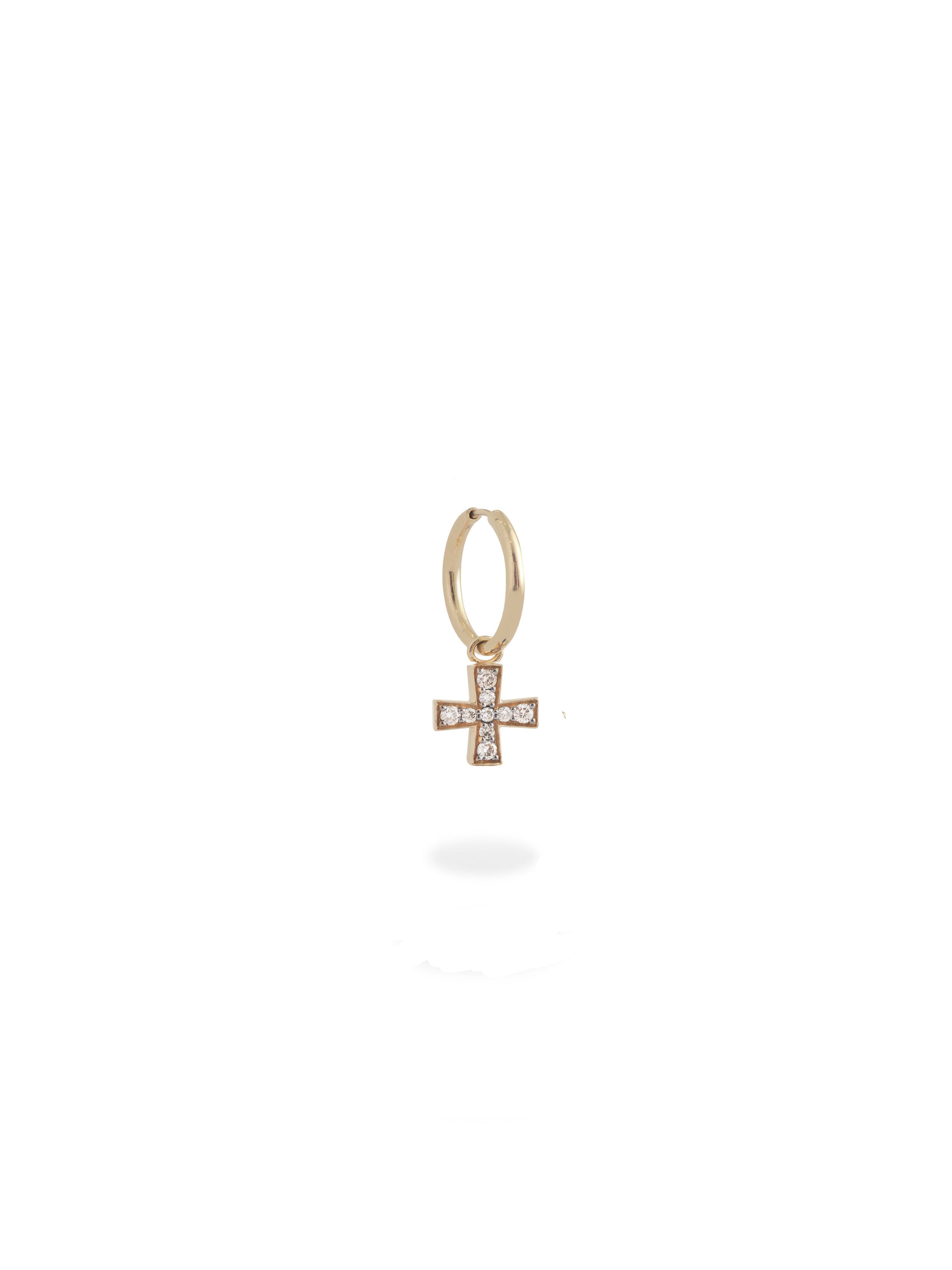 SMALL DIAMOND GOLD CROSS EARRING