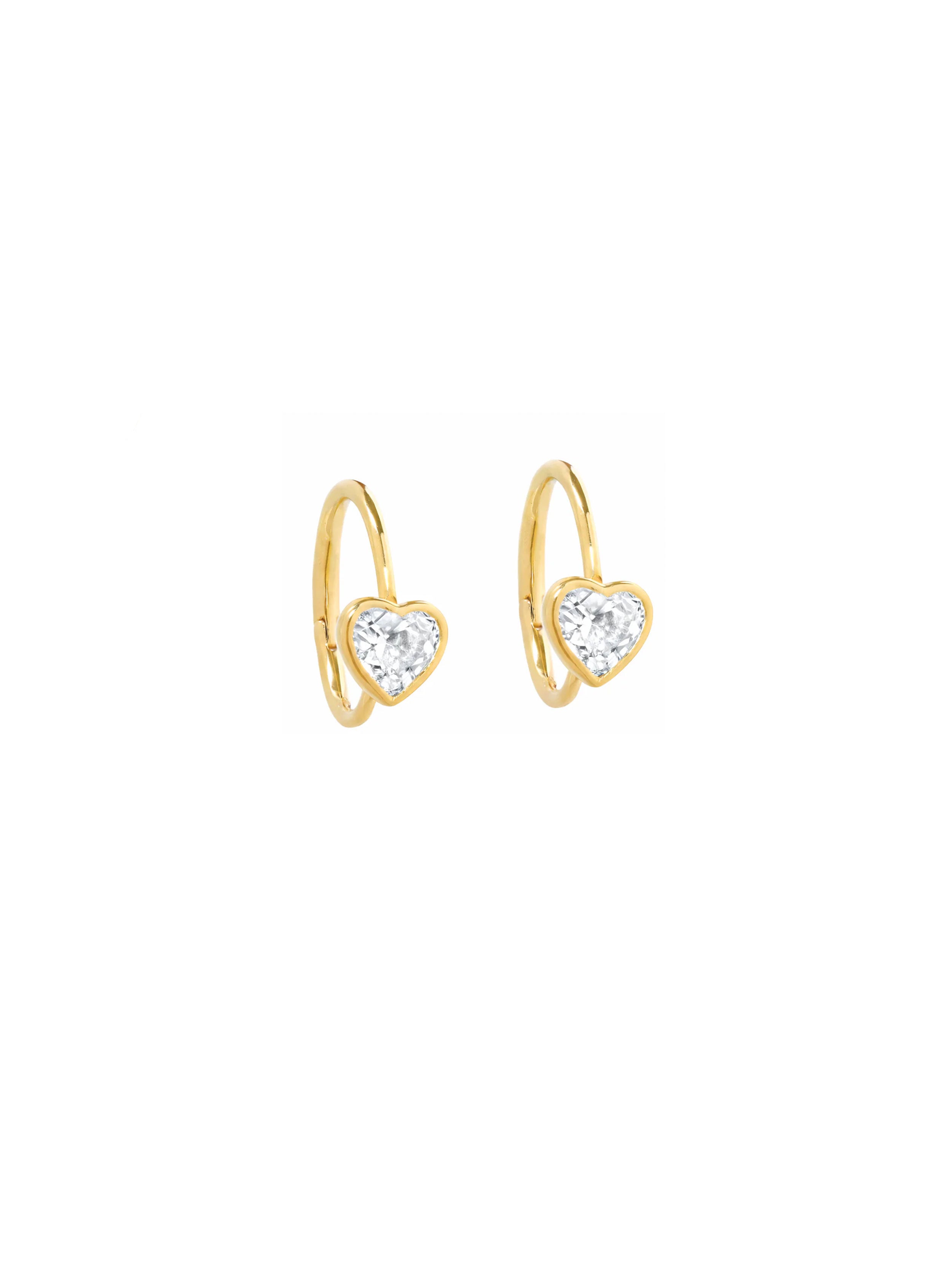 CRYSTAL HEART CUFF HOOP EARRINGS