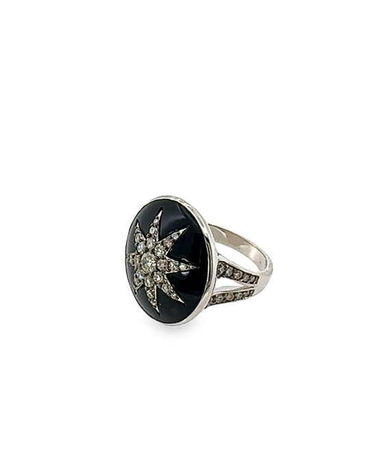 ONYX AND DIAMOND STAR RING