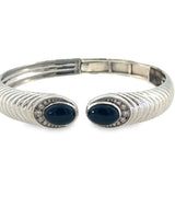 DIAMOND AND ONYX SILVER BANGLE