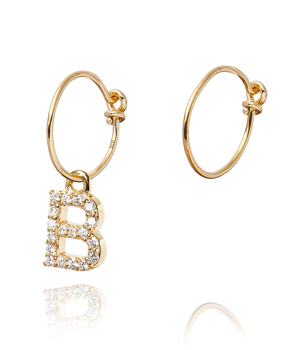 ALPHABET ZIRCON HOOP EARRING