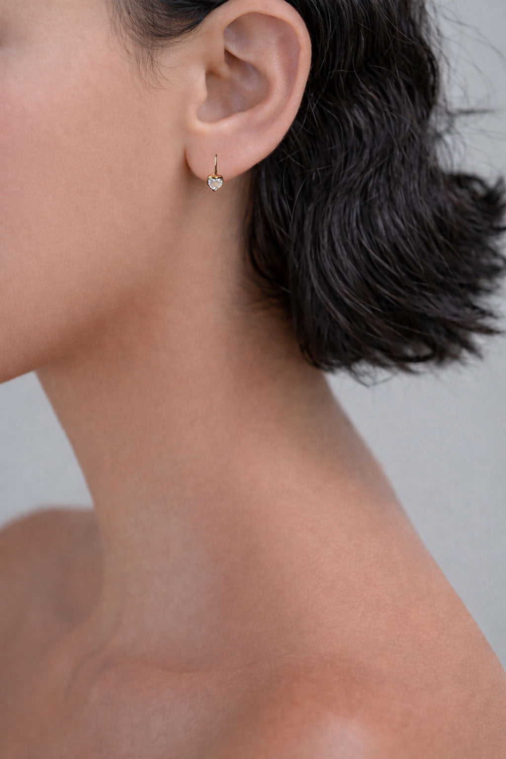 CRYSTAL HEART CUFF HOOP EARRINGS