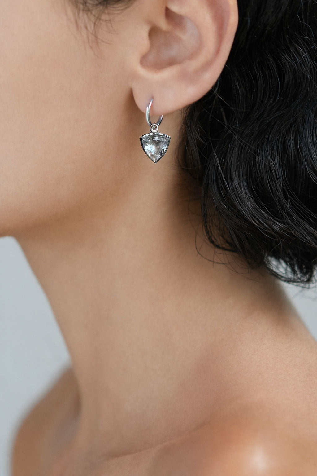 QUARTZ CRYSTAL TRILLION DROP EARRINGS