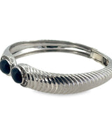 DIAMOND AND ONYX SILVER BANGLE