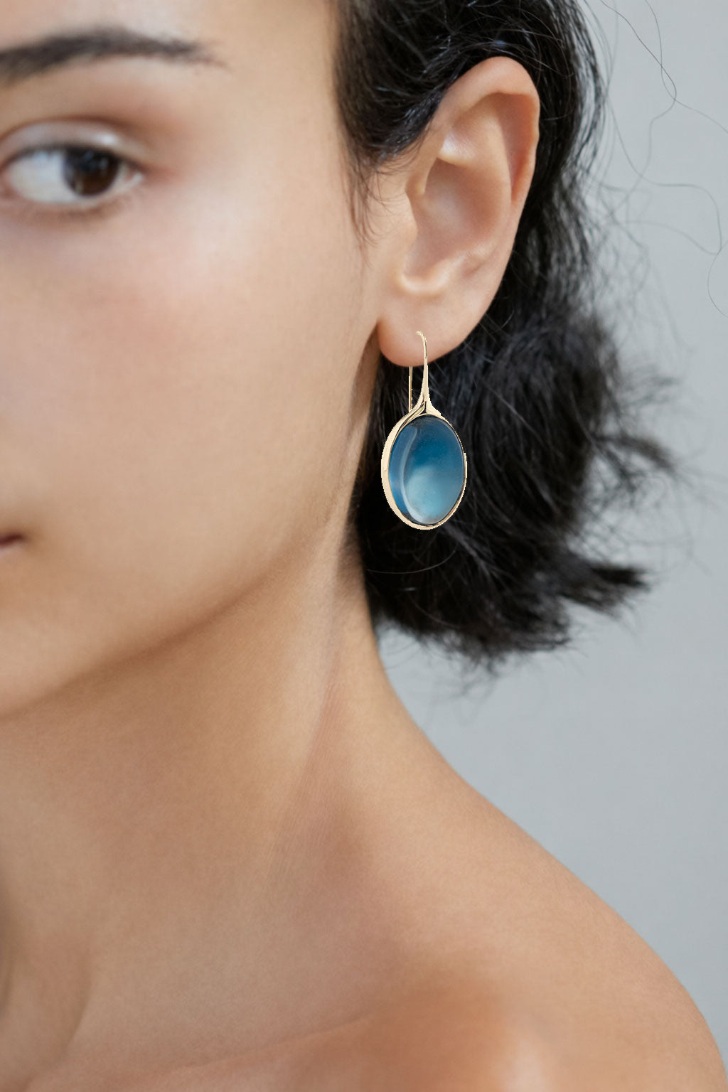 GOLD LONDON TOPAZ CABOCHON EARRINGS