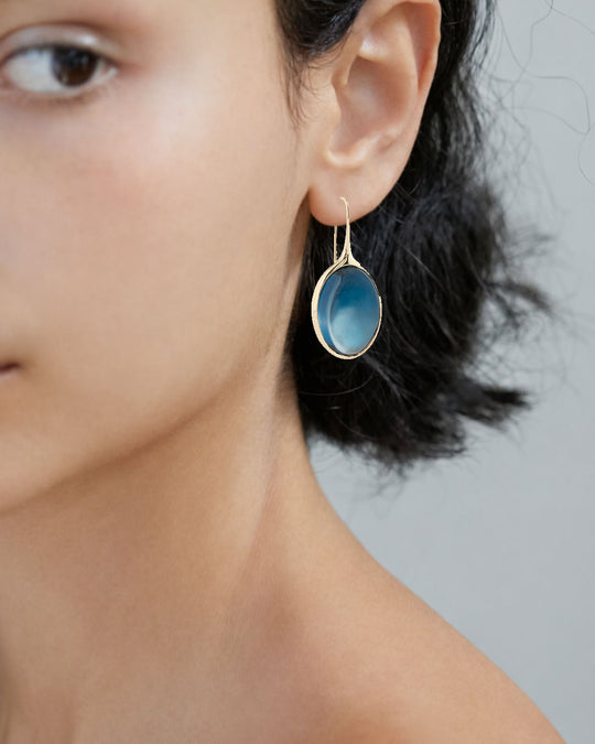 GOLD LONDON TOPAZ CABOCHON EARRINGS