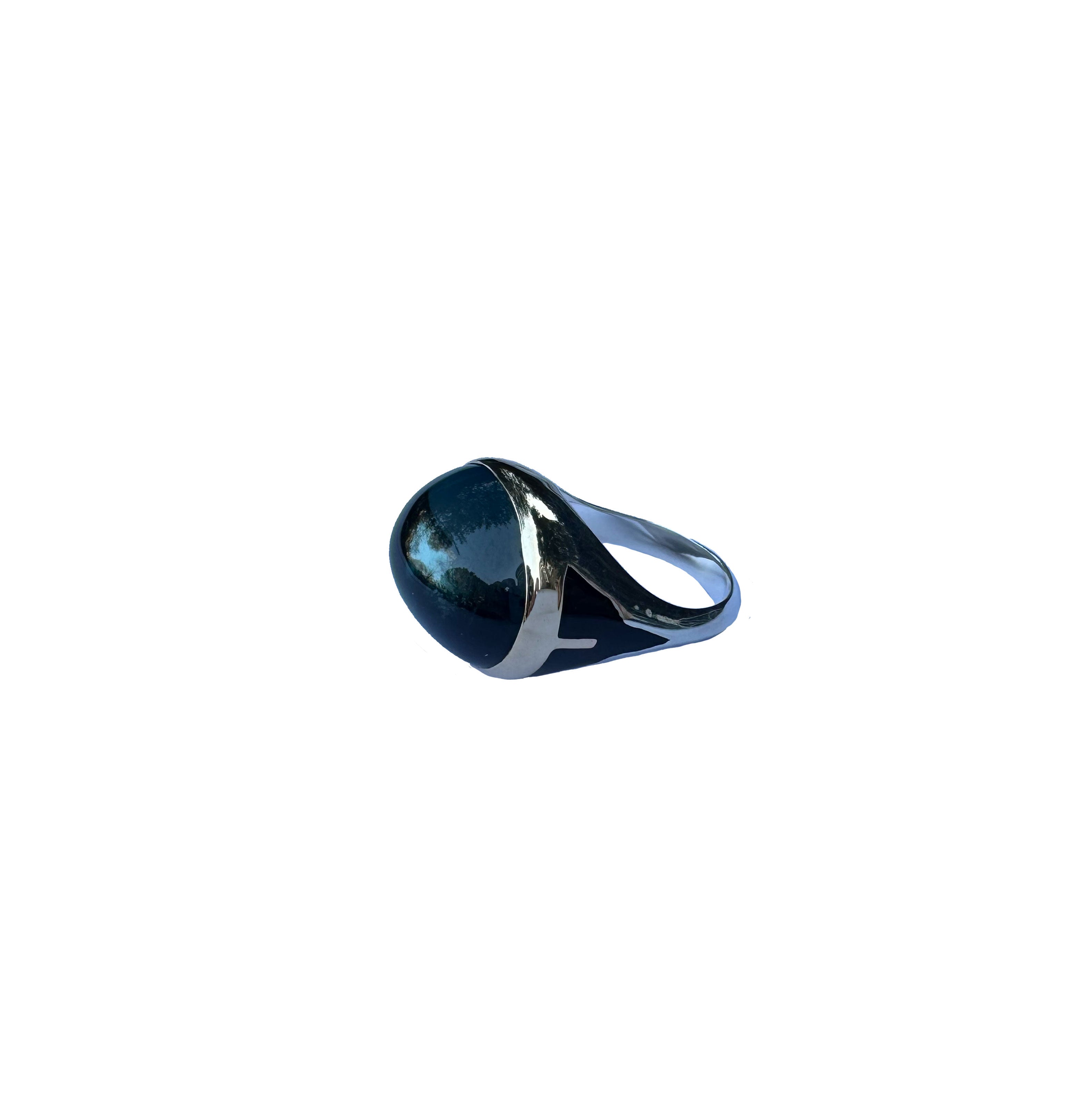 LONDON TOPAZ CABOCHON BLACK ENAMEL RING