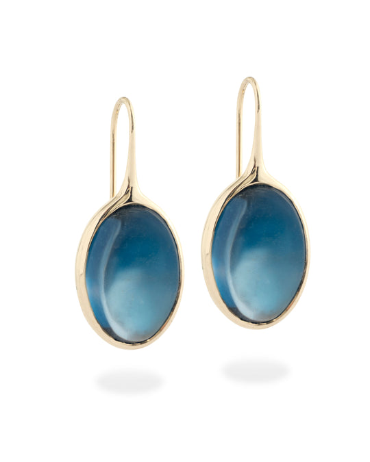 GOLD LONDON TOPAZ CABOCHON EARRINGS