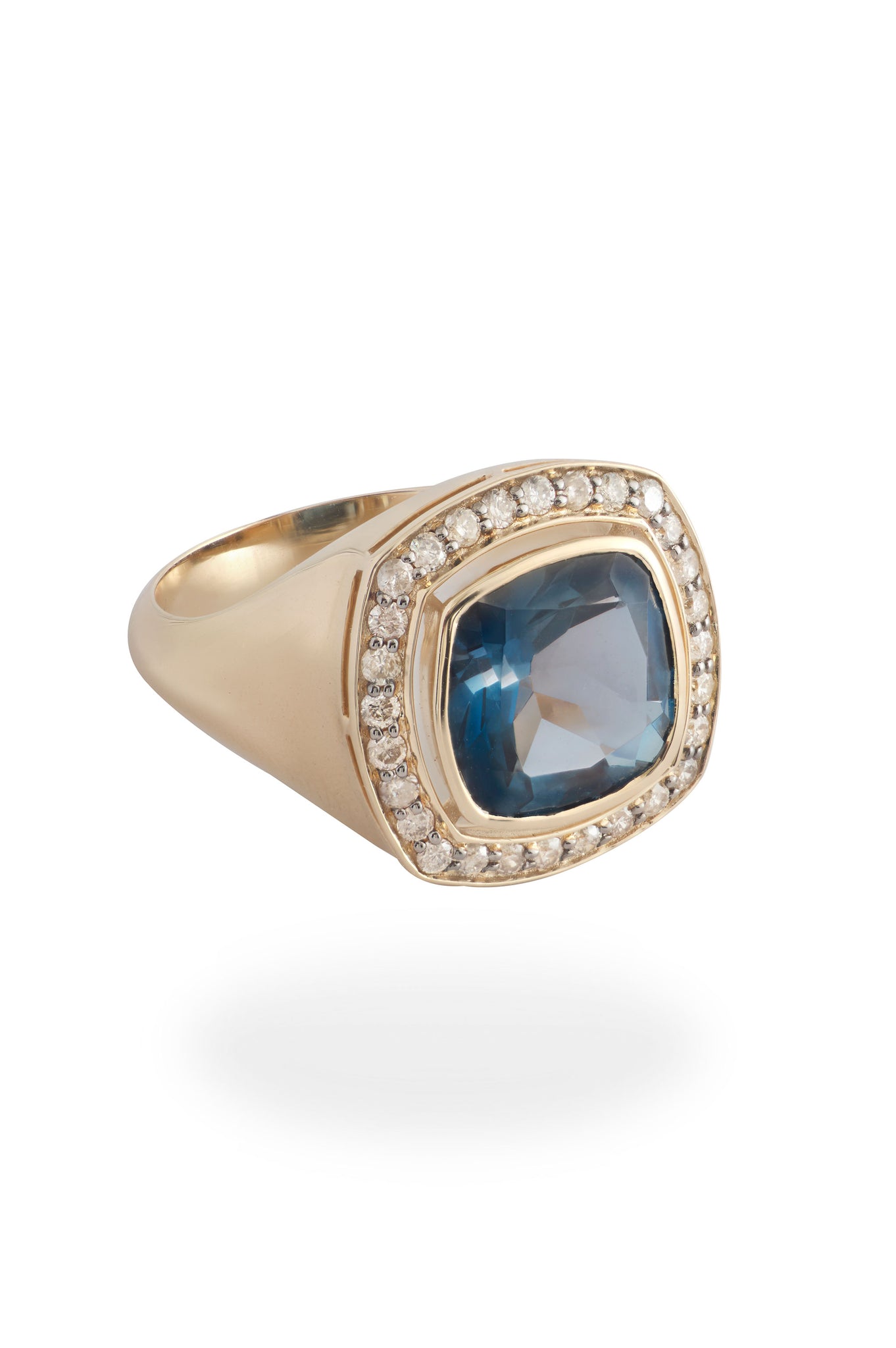 GOLD LONDON TOPAZ AND DIAMOND RING