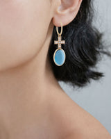 GOLD DIAMOND CROSS AND TOPAZ EARRINGS