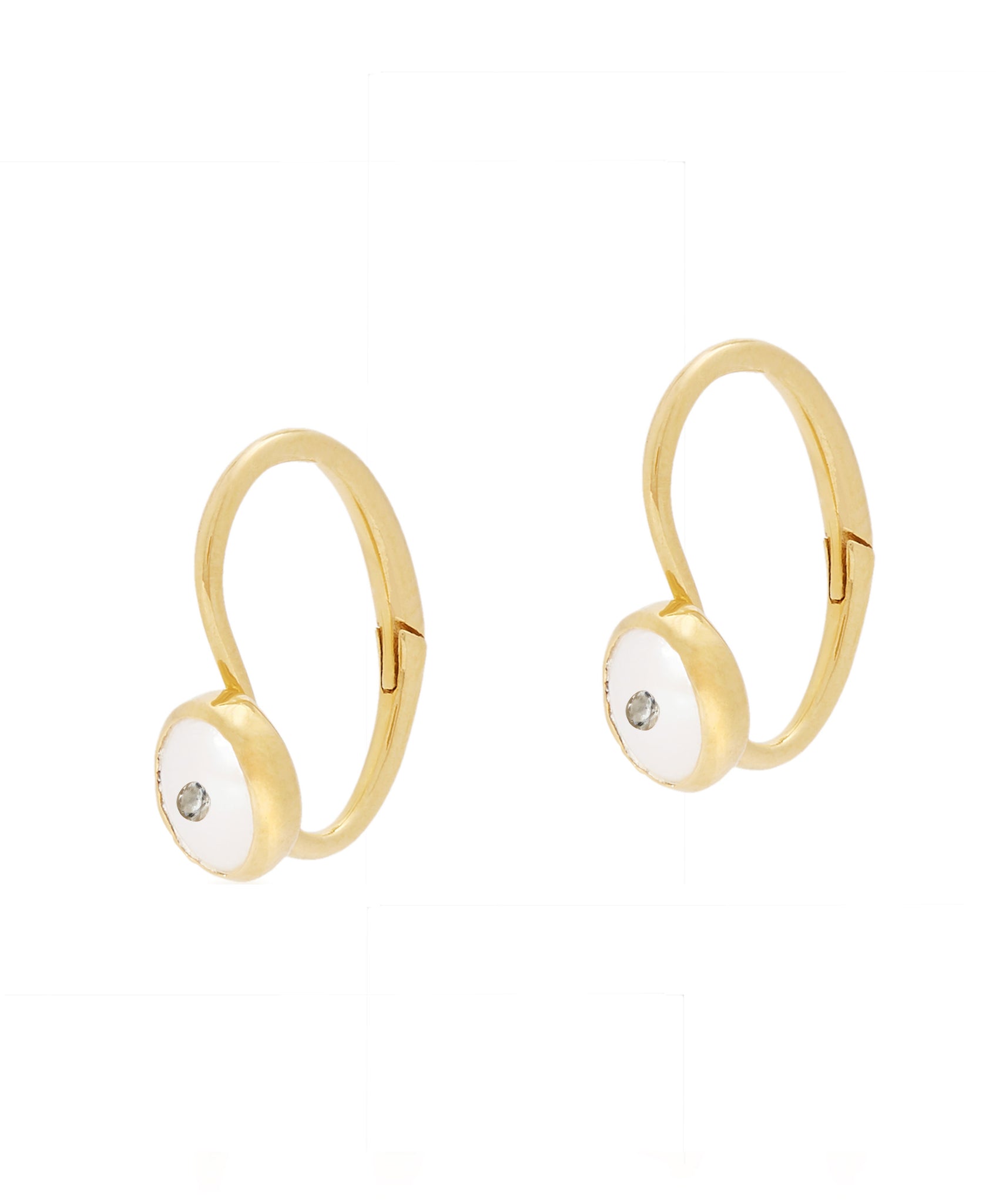 PEARL AND ZIRCON CUFF HOOP EARRINGS