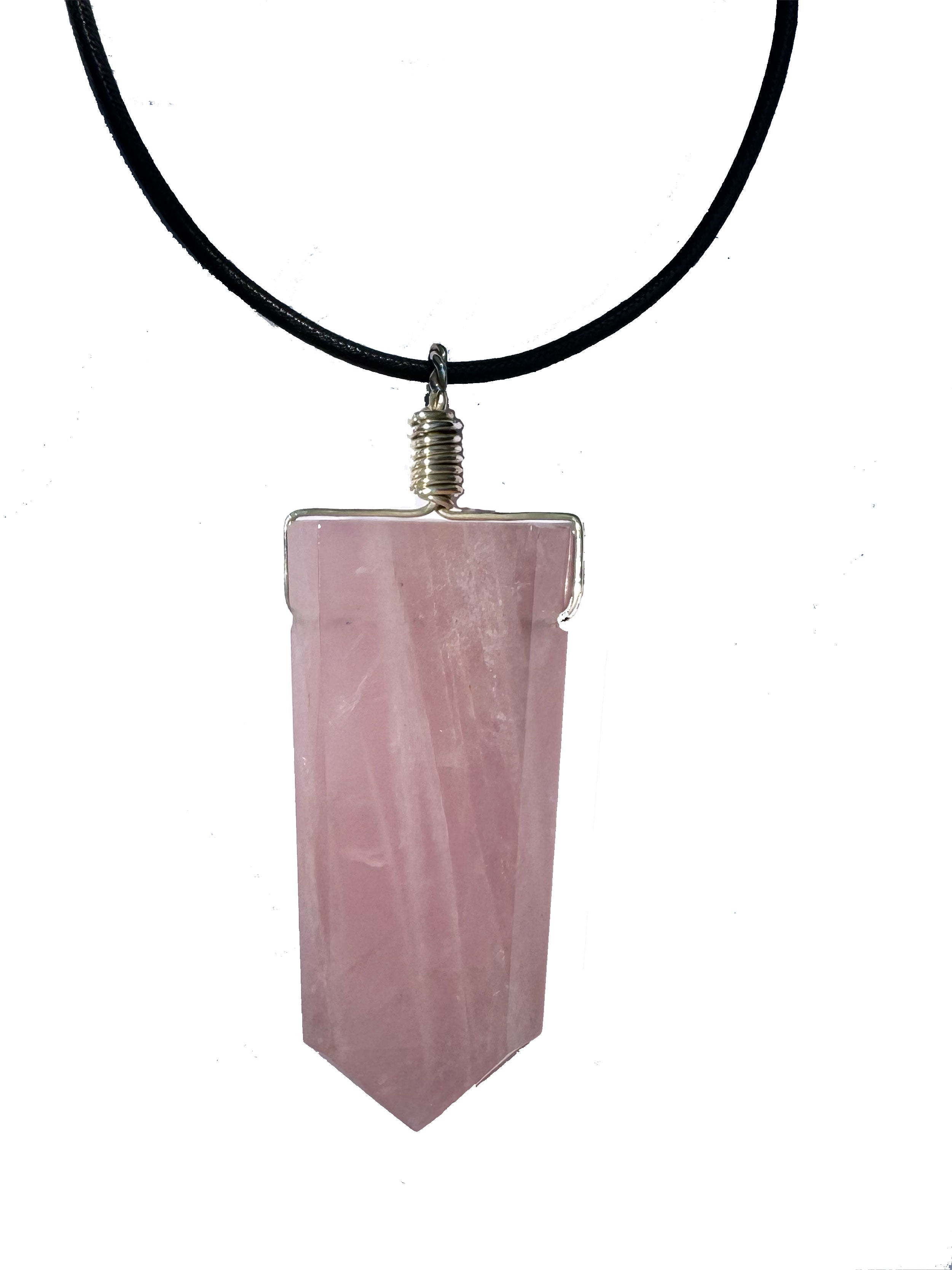 ROSE QUARTZ PENCIL PENDANT NECKLACE