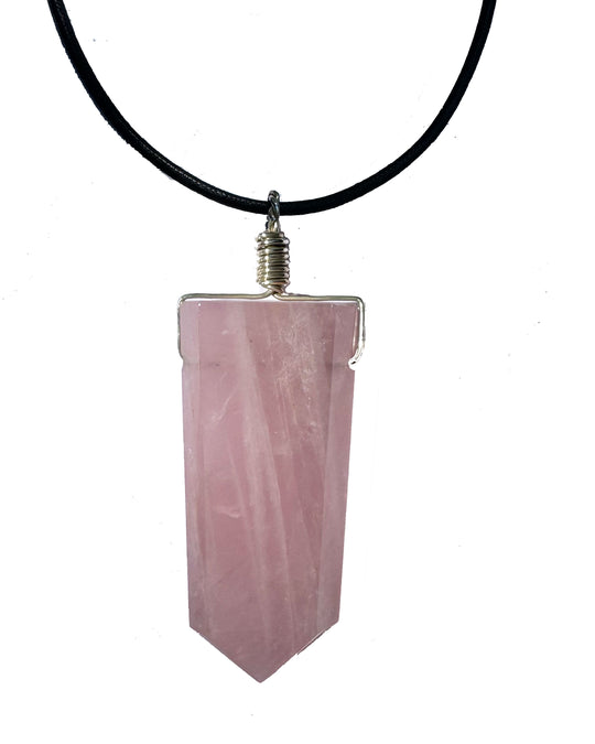 ROSE QUARTZ PENCIL PENDANT NECKLACE