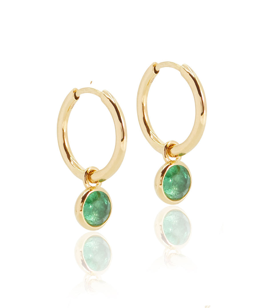 TSAVORITE DROP HOOP EARRINGS