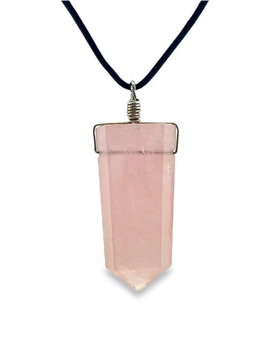 ROSE QUARTZ PENCIL PENDANT NECKLACE