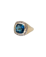 GOLD LONDON TOPAZ AND DIAMOND RING