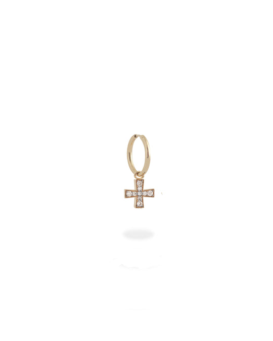 SMALL DIAMOND GOLD CROSS EARRING