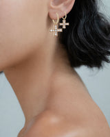 DIAMOND GOLD CROSS EARRING