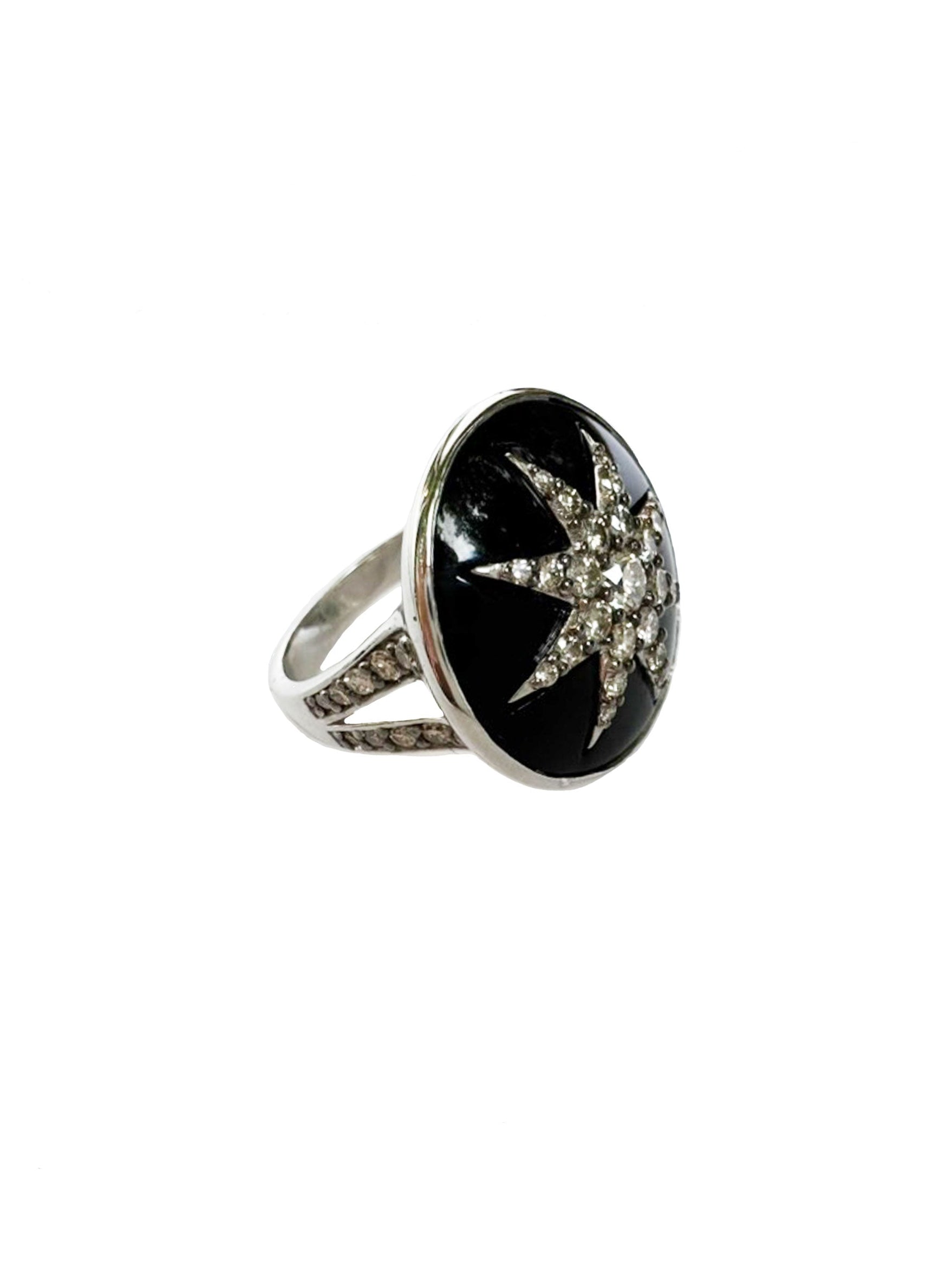 ONYX AND DIAMOND STAR RING