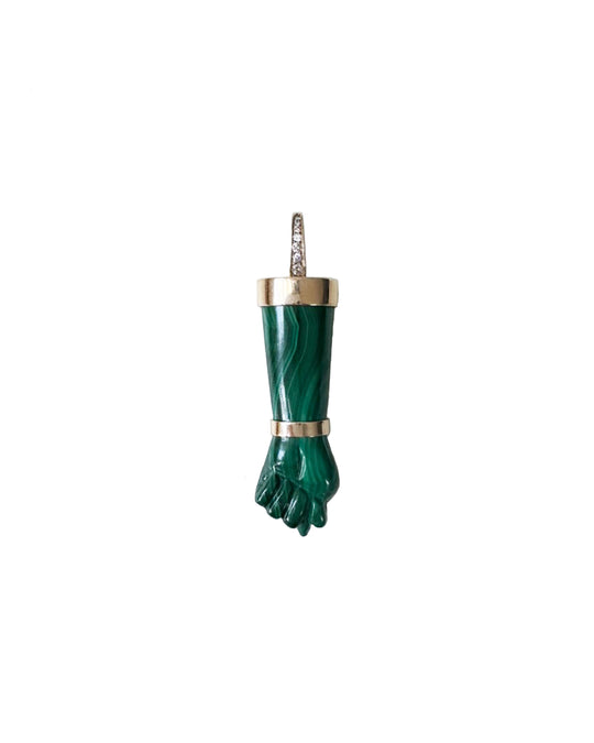 MALACHITE AND DIAMOND GOLD FIGA PENDANT