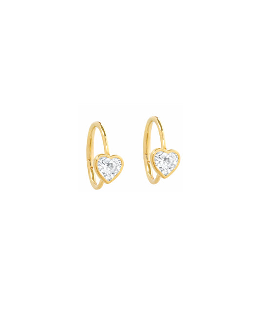 CRYSTAL HEART CUFF HOOP EARRINGS