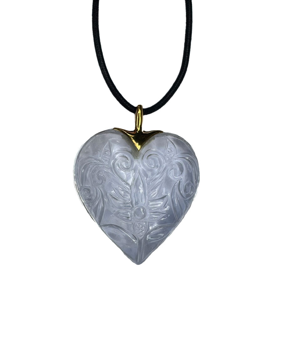 QUARTZ CRYSTAL CARVED HEART PENDANT