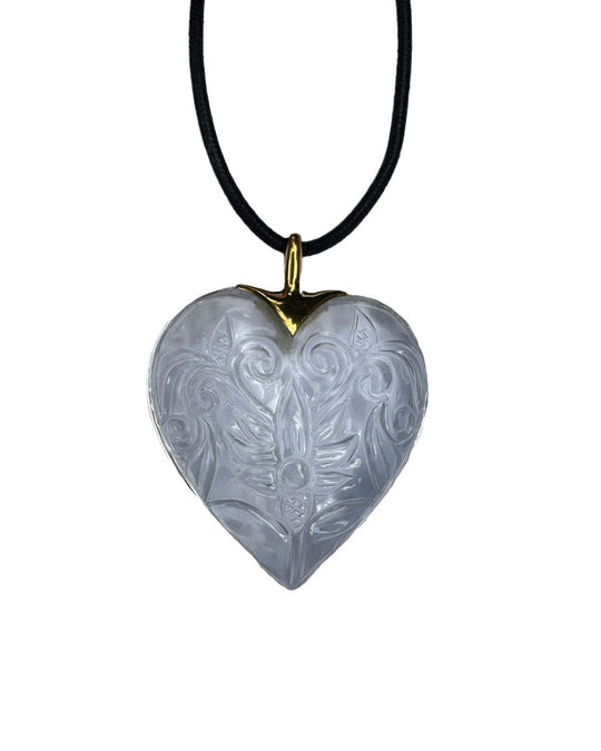 QUARTZ CRYSTAL CARVED HEART PENDANT