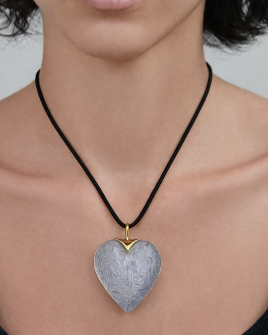 QUARTZ CRYSTAL CARVED HEART PENDANT