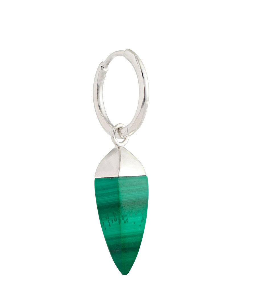 MALACHITE WHITE RHODIUM SPIKE EARRING