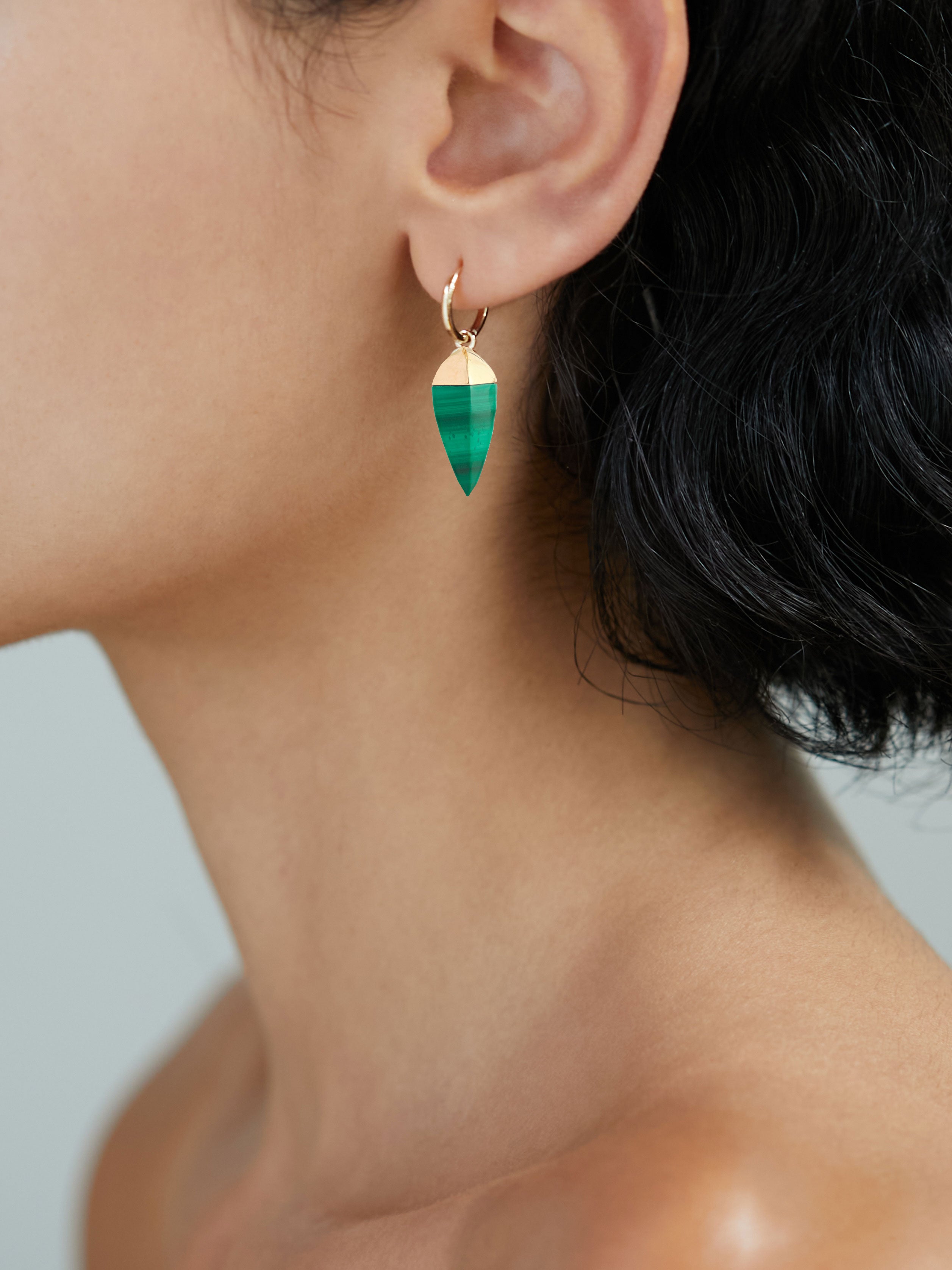 MALACHITE GOLD SPIKE EARRING