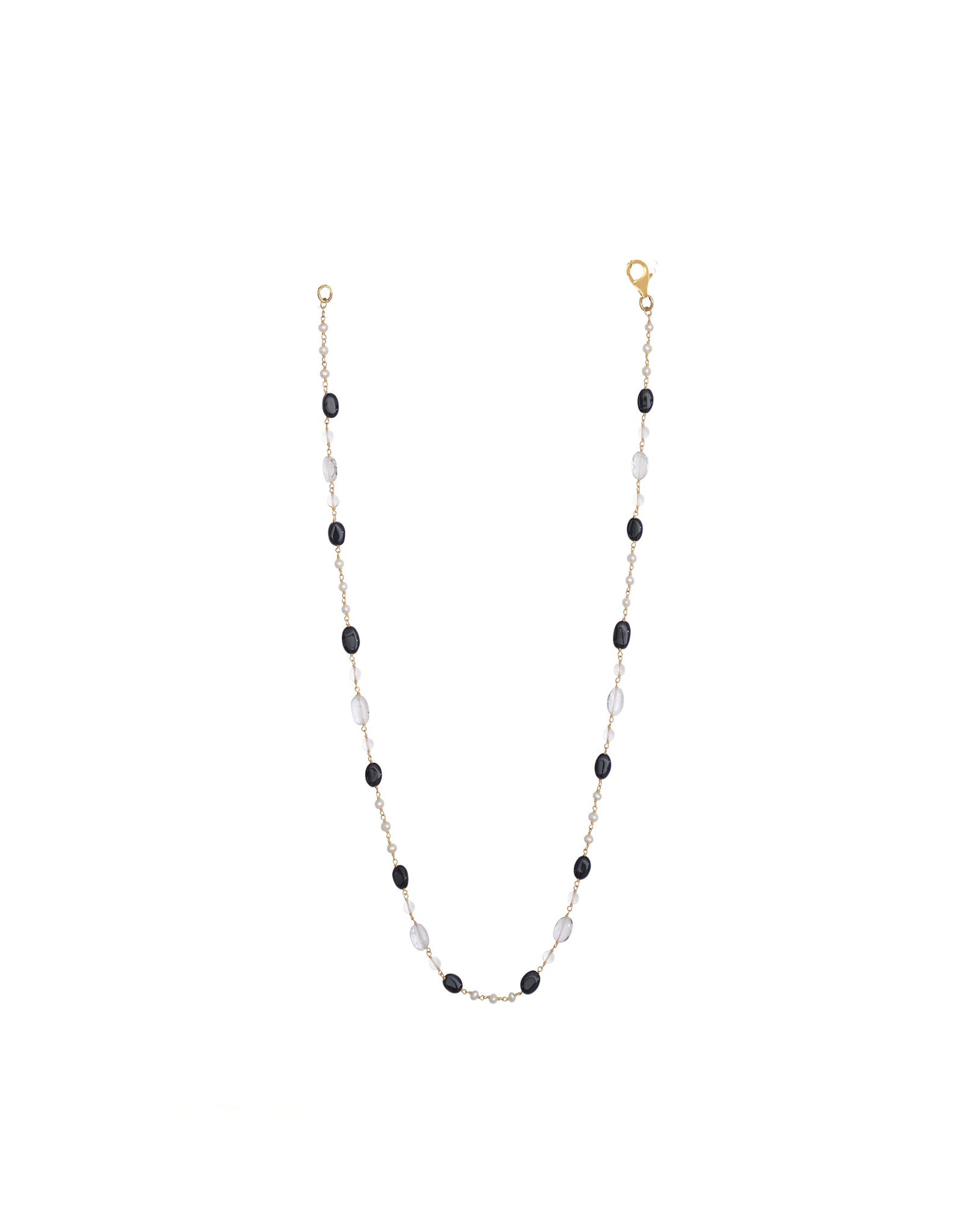ONYX CRYSTAL AND PEARL SHORT NECKLACE