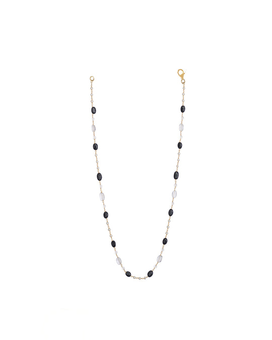 ONYX CRYSTAL AND PEARL SHORT NECKLACE