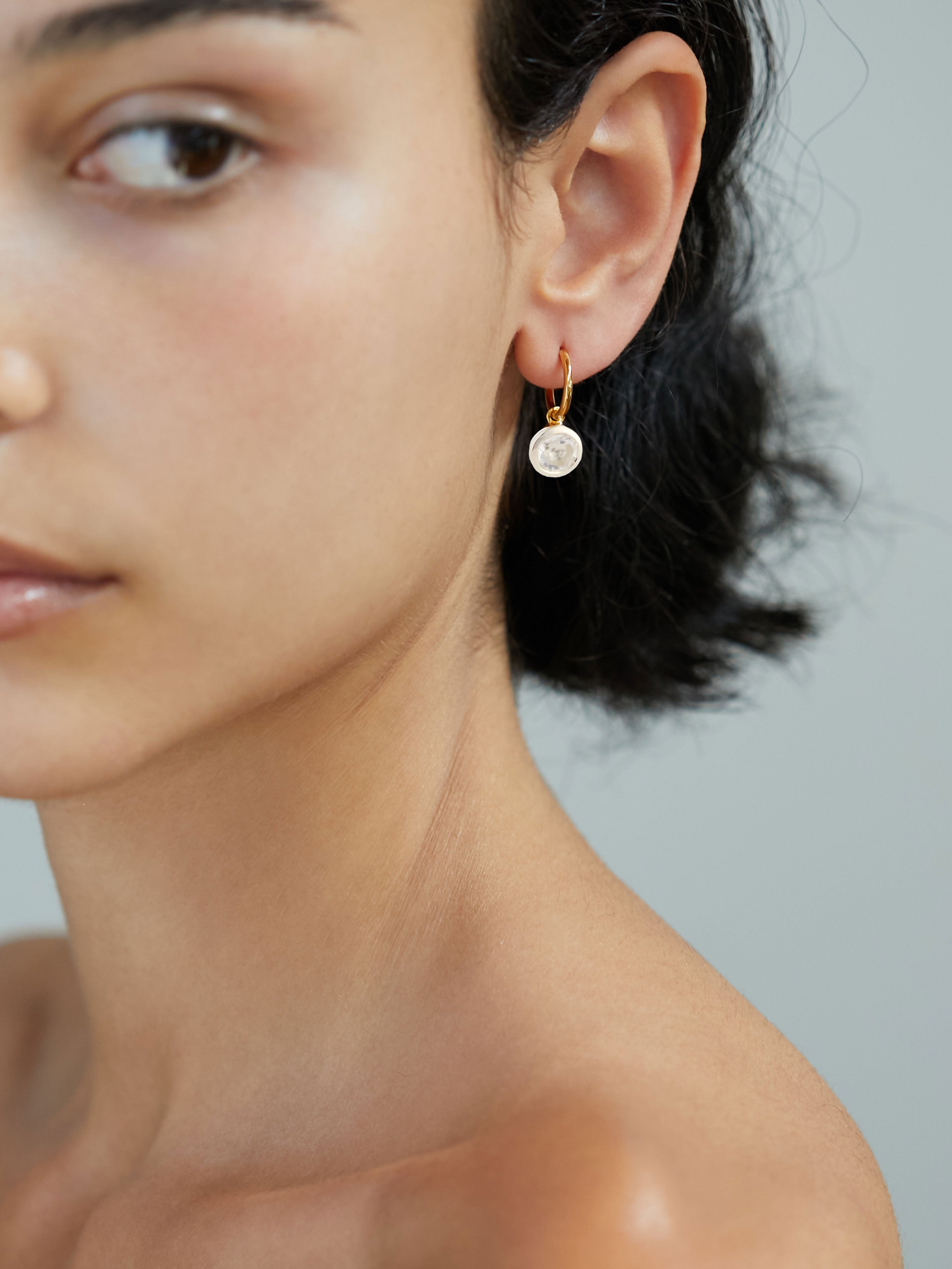 GOLD CRYSTAL 7MM DROP EARRINGS