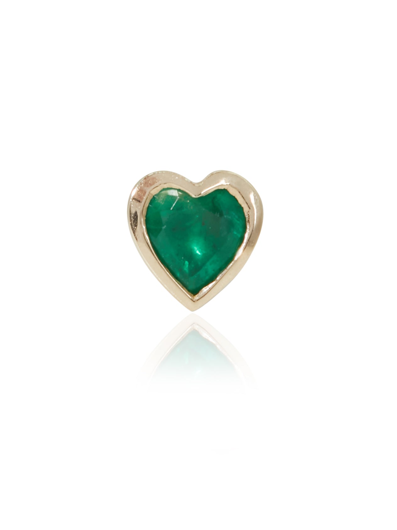 10KT GOLD EMERALD HEART SINGLE STUD