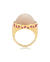 CABOCHON MOONSTONE & GARNET RING