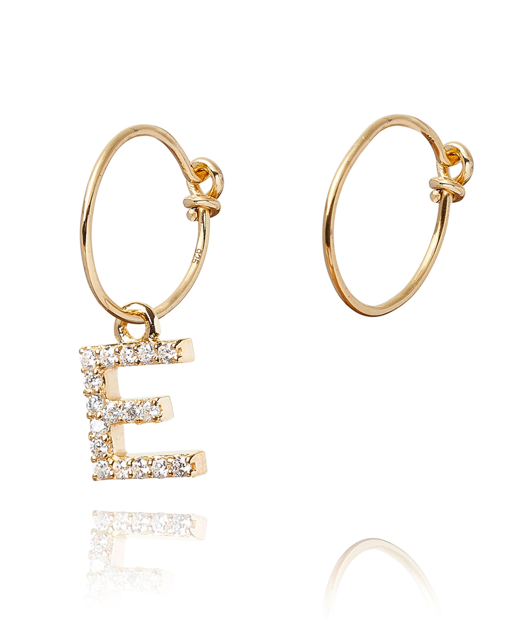 ALPHABET ZIRCON HOOP EARRING