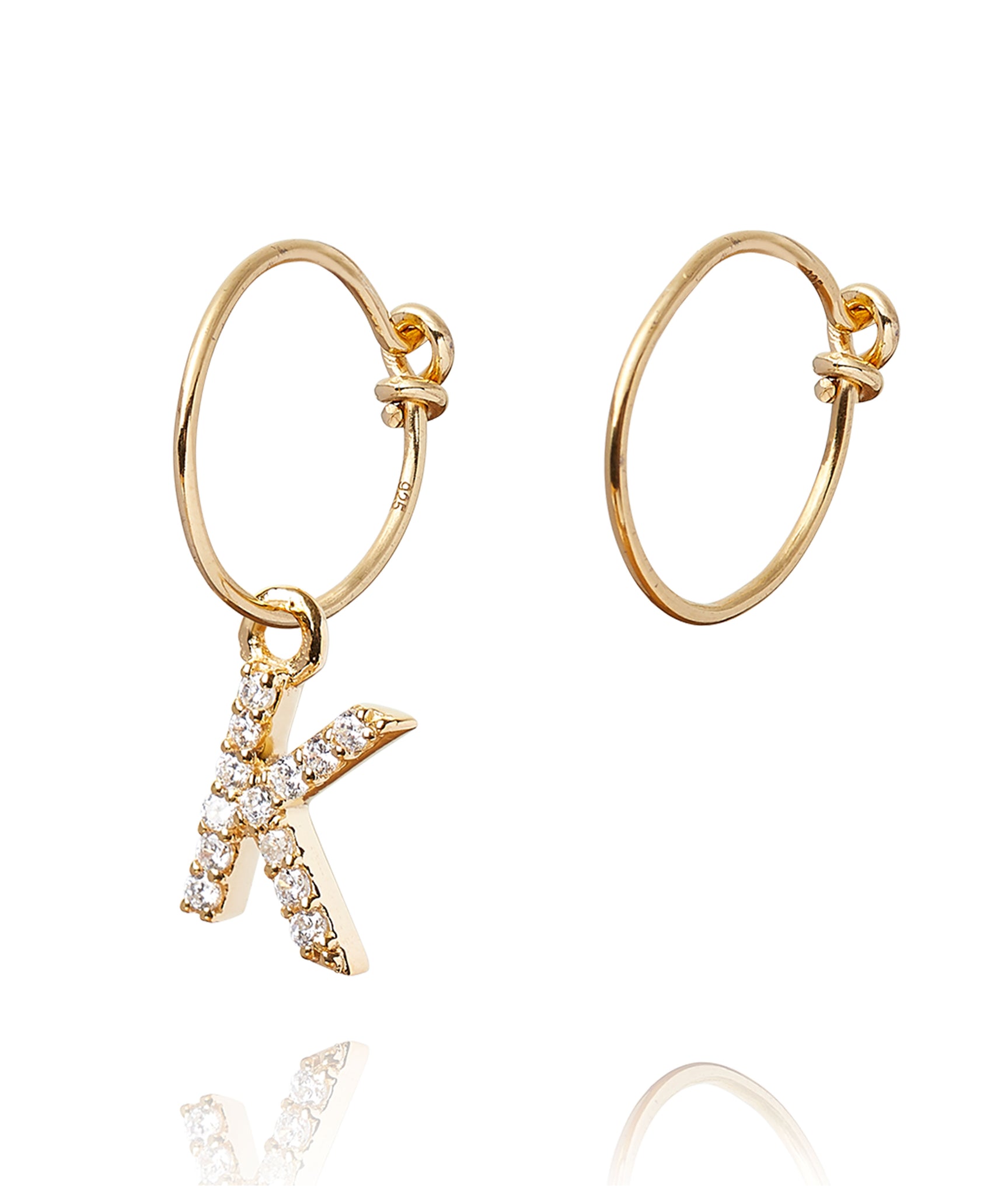 ALPHABET ZIRCON HOOP EARRING