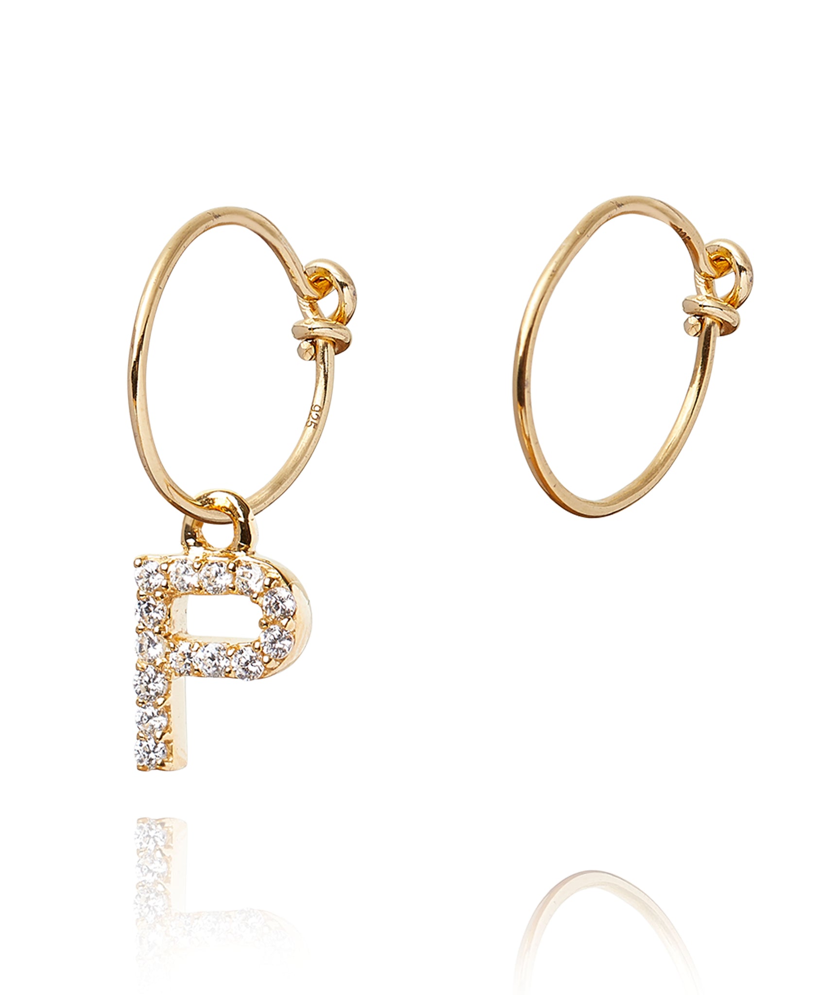 ALPHABET ZIRCON HOOP EARRING