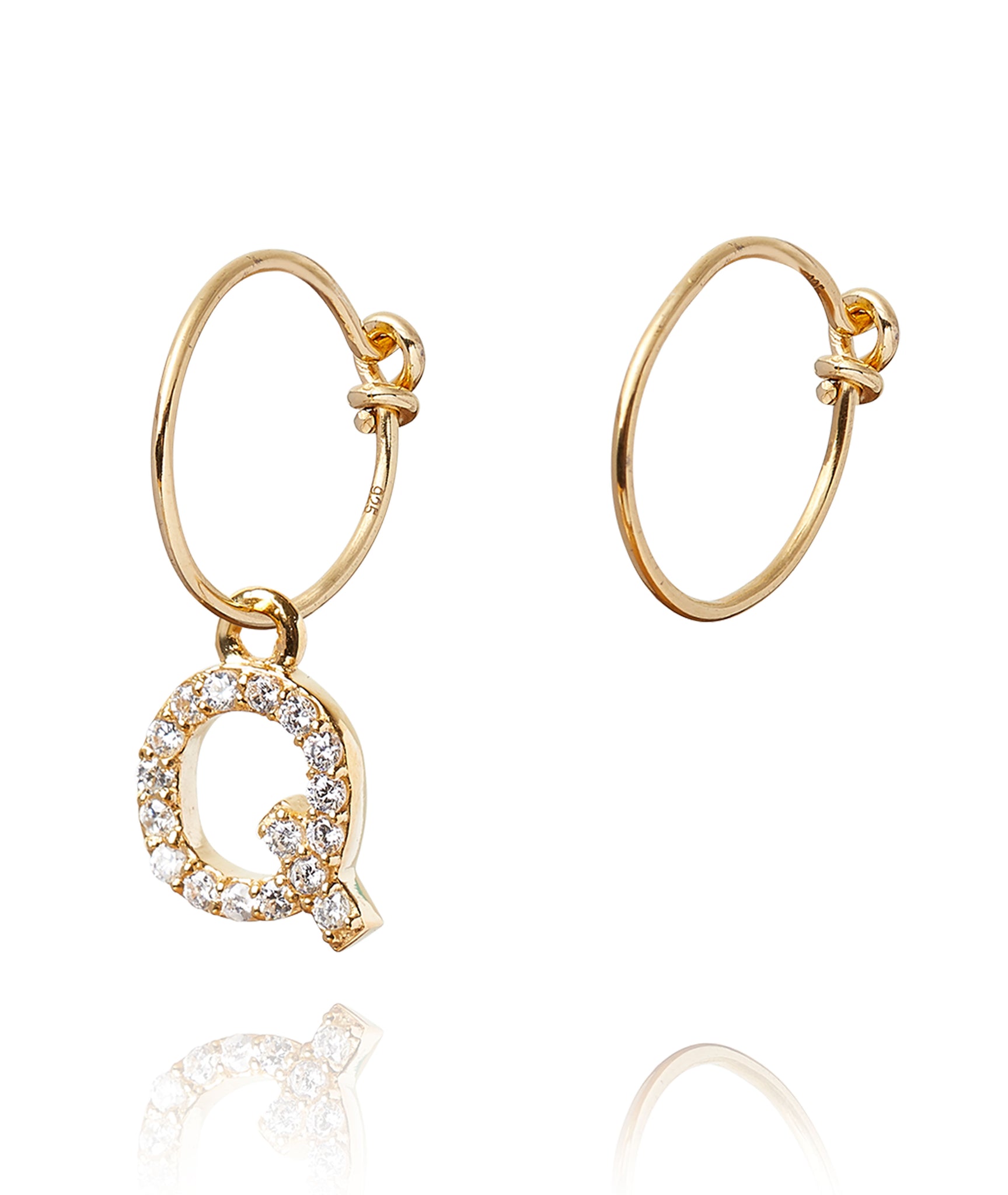 ALPHABET ZIRCON HOOP EARRING