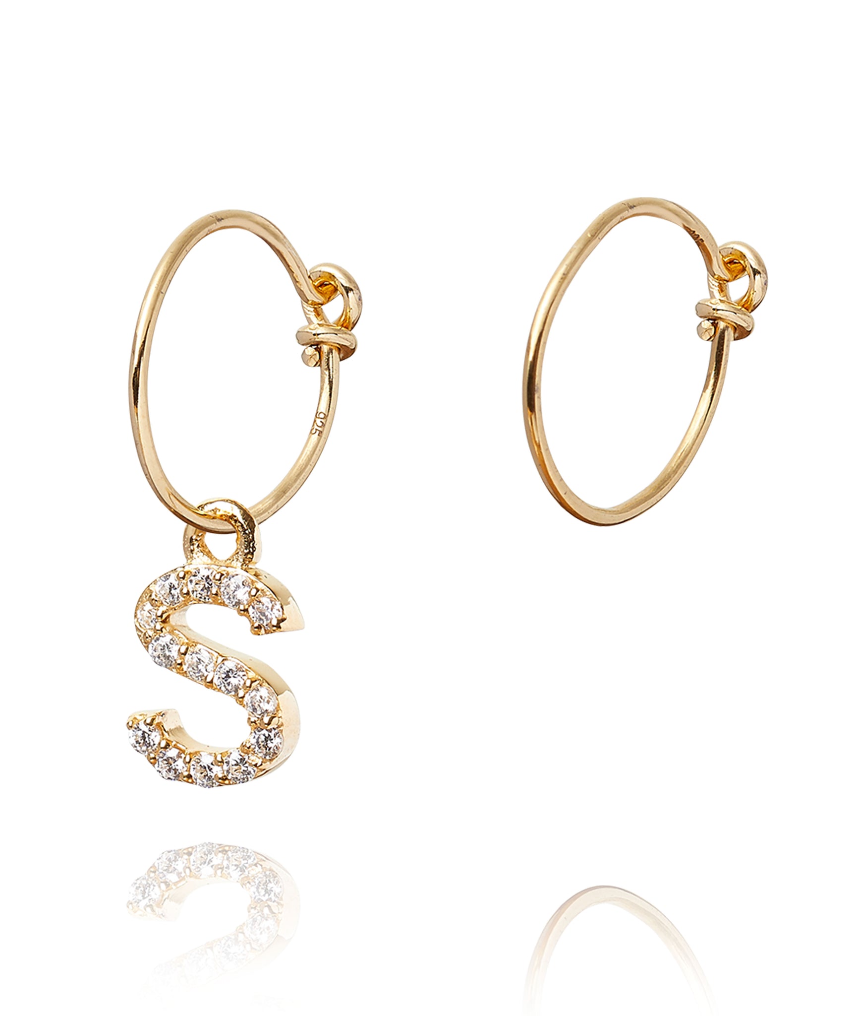 ALPHABET ZIRCON HOOP EARRING