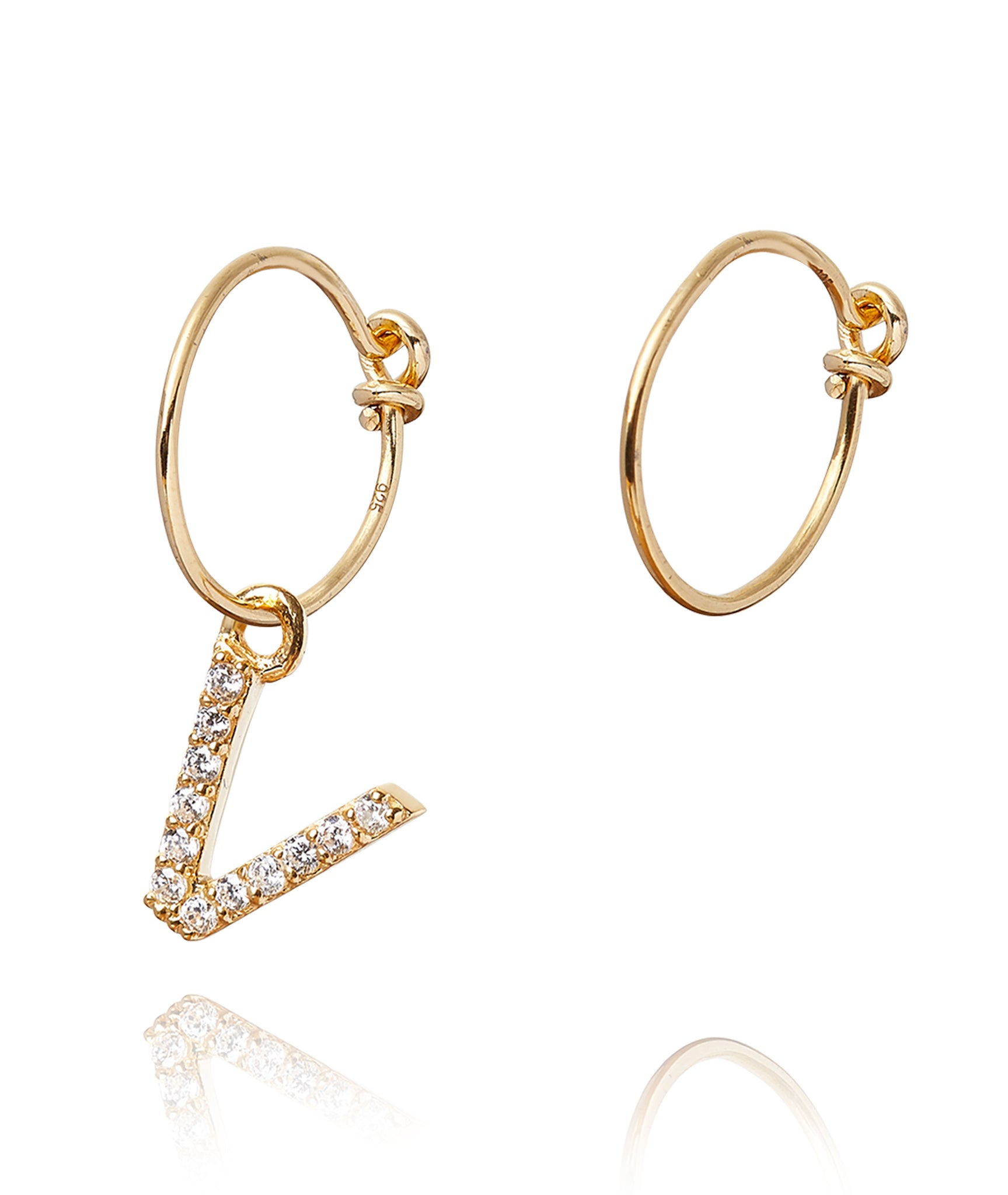 ALPHABET ZIRCON HOOP EARRING
