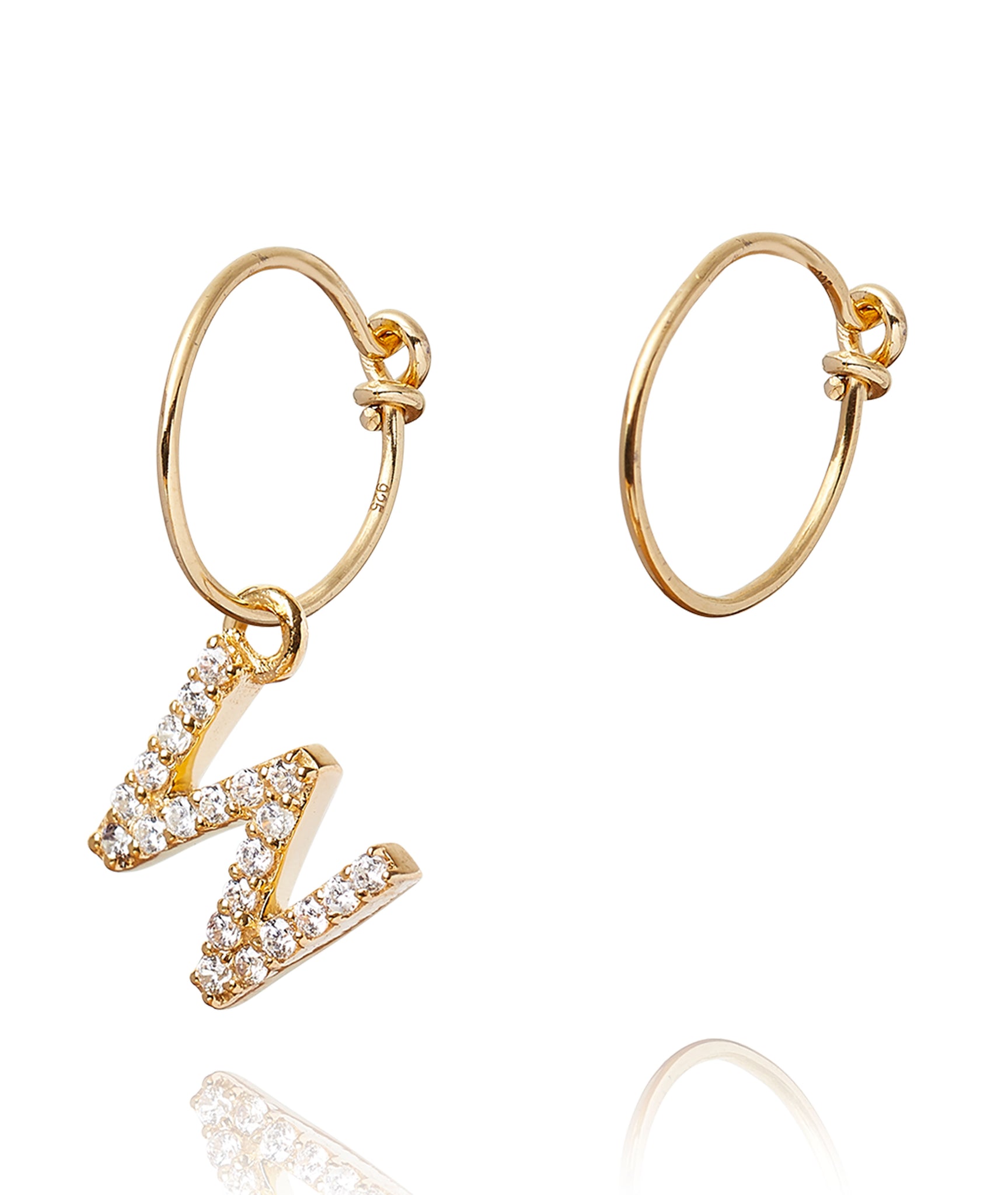 ALPHABET ZIRCON HOOP EARRING