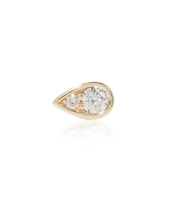 10KT GOLD & DIAMOND TEARDROP SINGLE STUD EARRING
