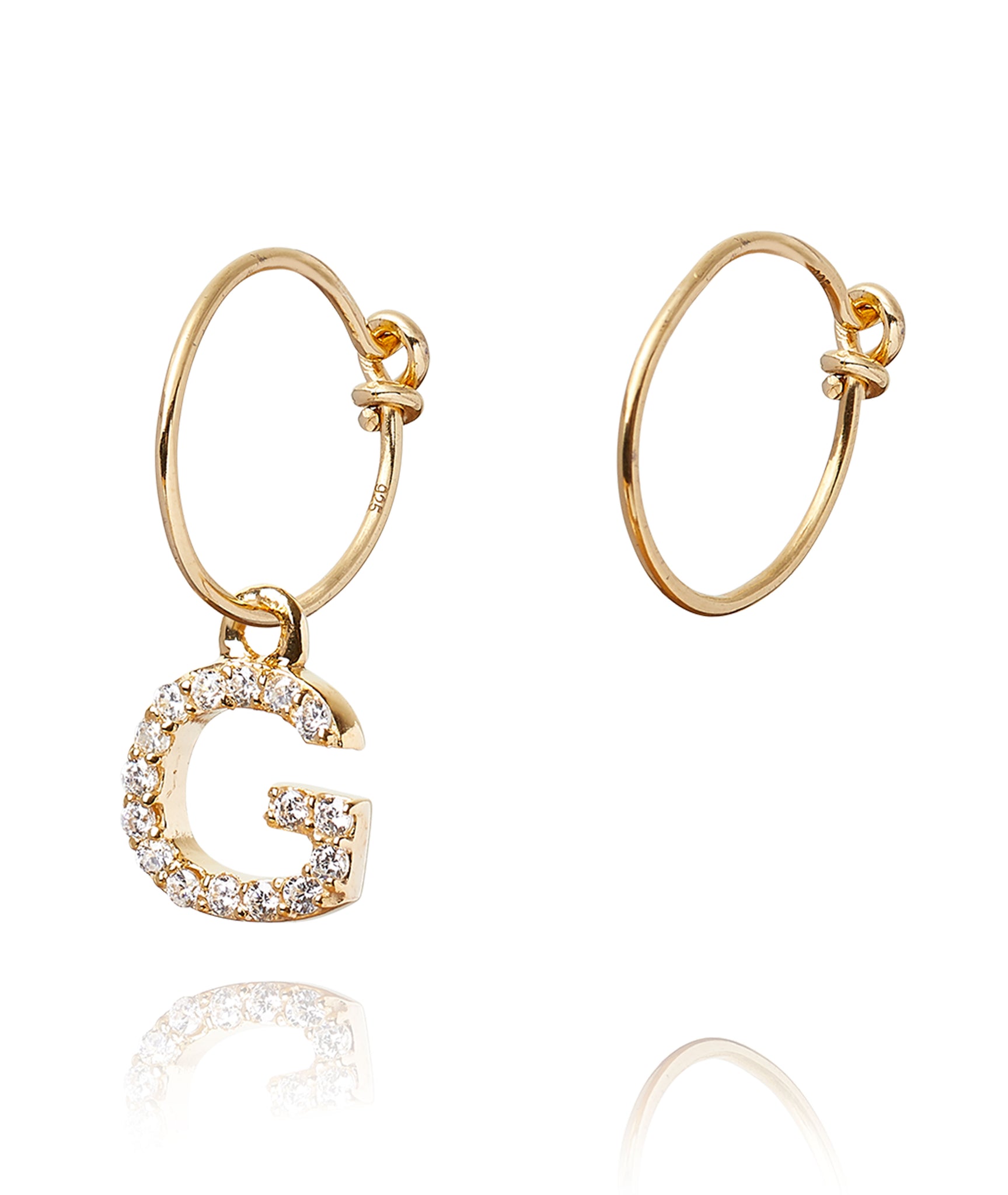 ALPHABET ZIRCON HOOP EARRING