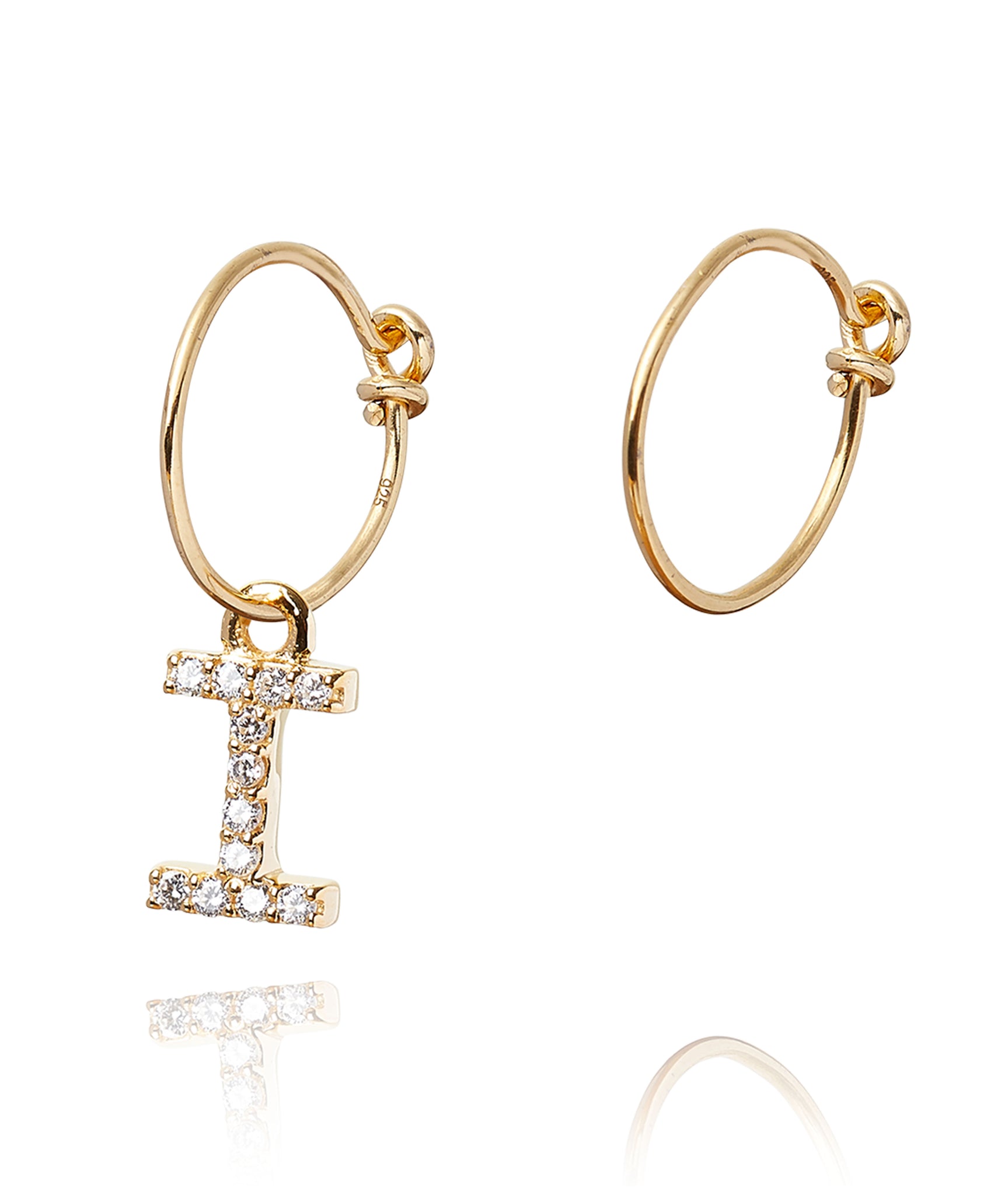ALPHABET ZIRCON HOOP EARRING