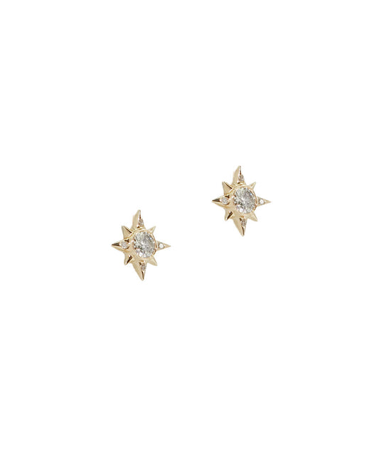 10KT YELLOW GOLD DIAMOND STAR STUD EARRINGS